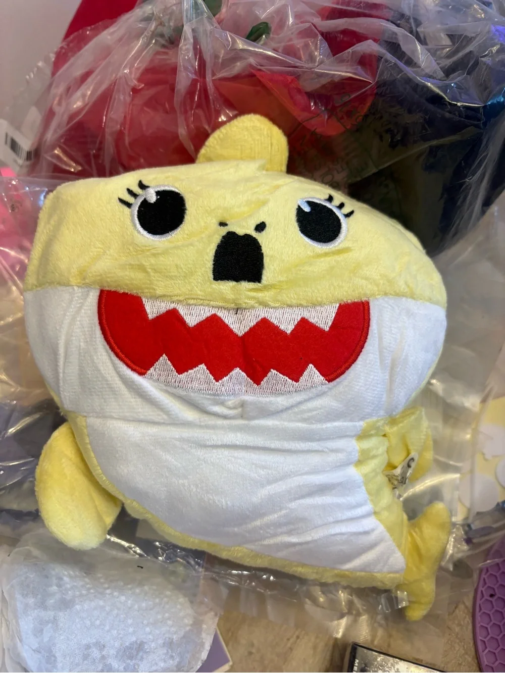New Open Bag Yellow Baby Shark Plushy